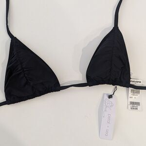 Petal + Sea Black Bikini Top - Shrred - Medium